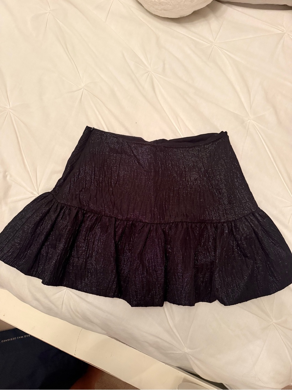 Zara Black Shimmery Ruffle Mini Skirt